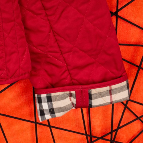 Burberry London Women's V-Neck Novachek Rich Red Button-Up Quilted Jacket Size M - Picture 5 of 16