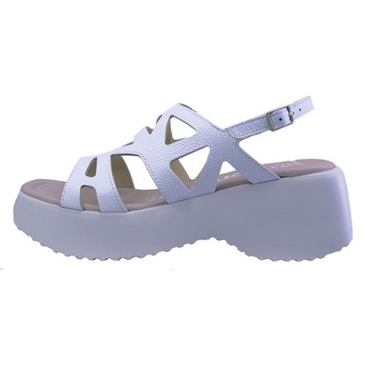 Wonders: Sandalen Plattform Weiß Leder Leicht D-9702