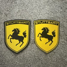 Porsche Stuttgart Crest Collectible Auto Advertising Sign Yellow Black Magnetic Porsche Stuttgart Crest Collectible Auto Advertising Sign Yellow Black Magnetic