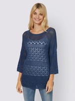 Pullover Blau 38 Damen Linea Tesini Ajour-Pullover Jeansblau UVP:49,99€ 2.6159
