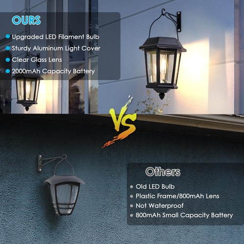 Hanging Solar Lanterns Outdoor, 2 Pack Glass Solar Lights Outdoor Waterproof,... - Picture 5 of 7