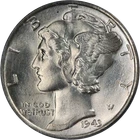 1943-D Mercury Dime OGH PCGS MS65 FB Blast White Strong Strike
