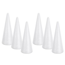 6Pcs Durable Polystyrene Foam Cones for Christmas Crafts and Floral Arrangements