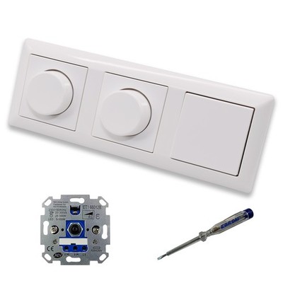 REV Ritter (2x) LED Dimmer + Jung A1740WW + Lichtschalter 506U in AS500 alpinwei