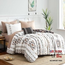 Comforter Set - 7 Pieces Western Bedding Set Reversible Bed in A Queen Brown