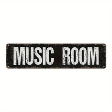 Music Room Vintage Tin Sign Retro Rustic Metal Wall Art Music Lover Decor Studio