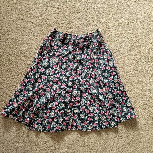 Vintage años 90 L.L. Falda Michaels Negra Floral Poli Rayón Mediana Grunge Hecha en EE. UU. - Imagen 1 de 4