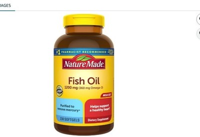 Nature Made Fish Oil Omega 3 Supplements, 1200mg Softgels, Omega 3 Fish Oil for