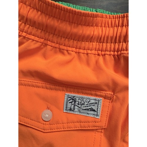 Polo Ralph Lauren Polo Bear Swim Trunks Orange Logo Embroidered Board Shorts SzM - Picture 6 of 10