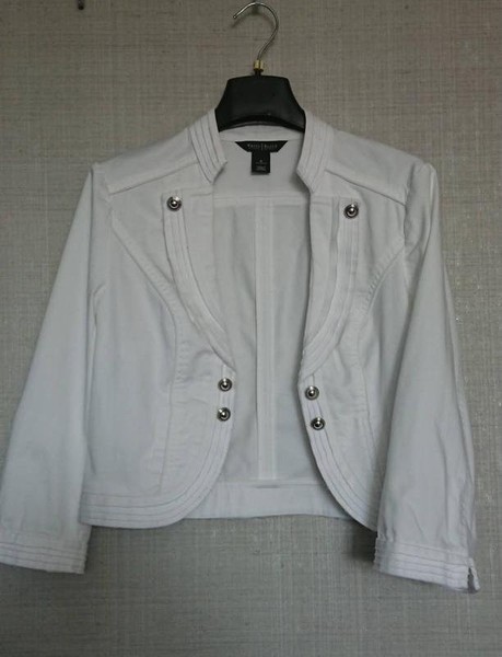 Women White House Black Market Jacket White Cotton