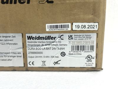 1PCS NEW Weidmuller DURA ECO LA-BAT 24V 3.4AH SWITCHING POWER SUPPLY 2789900000