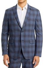 John Varvatos Star Usa Mens Slim Fit Wool Plaid Suit 38 Regular Blue - NWT 825