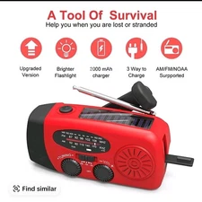 Emergency Solar Hand Crank Radio 2000mAh Power Bank NOAA AM/FM Flashlight/USB