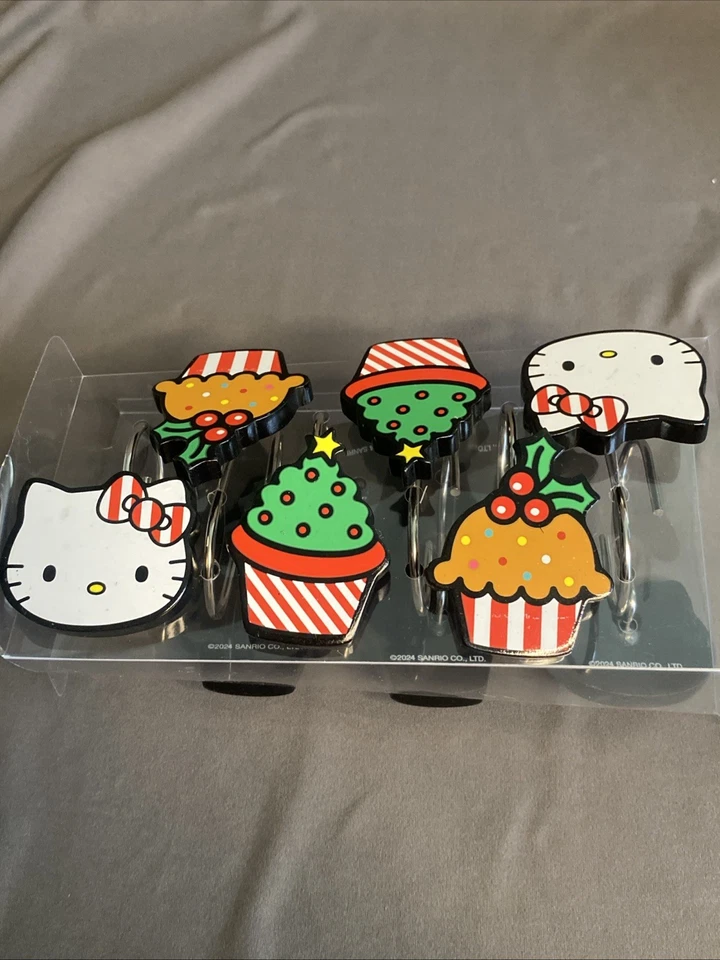 Hello Kitty Shower Curtain Hooks Set of 12 Sanrio 2017 Christmas Themed Holiday - Image 3 of 4