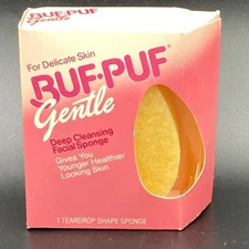 Vintage 1983 Buf Puf Gentle Facial Sponge SEALED Delicate Skin Teardrop HB