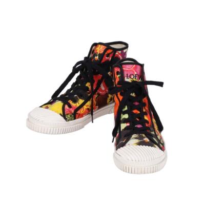 LOEWE High Cut Sneakers Anagram Patch Pansy Multicolor Men's
