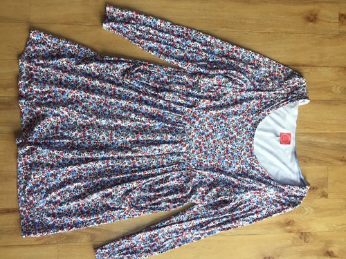 Ladies Joules Tunic Dress White with Ditsy Floral Pattern Long Sleeve Size 14