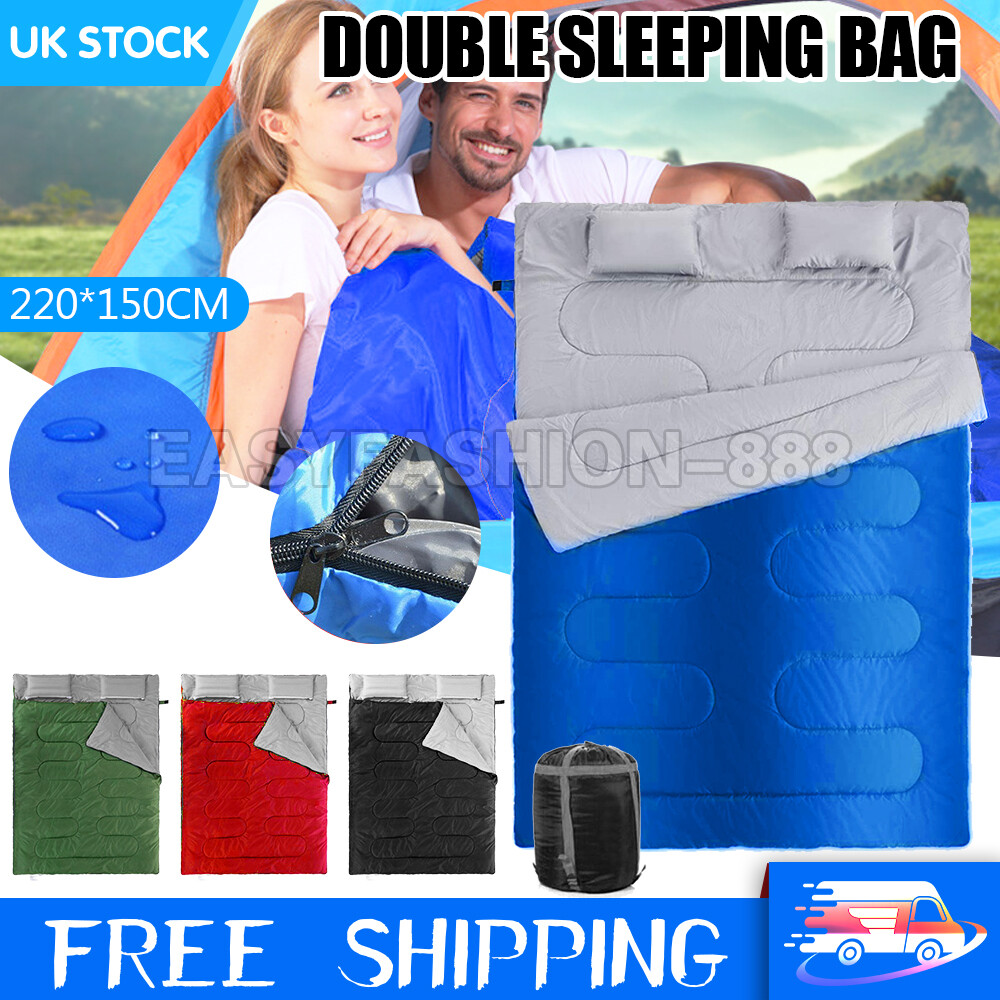 SEASON DOUBLE ENVELOPE SLEEPING BAG WATERPROOF CAMPING HIKING BAGS ZIP  CASE UK