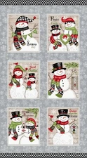 Chrismas Snowman Fabric 24" X44" Panel Snow Place Like Home Cotton Studio E