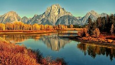 Landscape nature mountains water river reflection Custom Gaming Mat Desk
