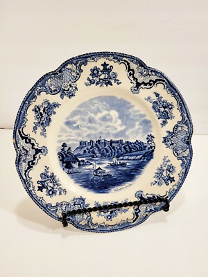 Johnson Brothers Blue & White Old Castle Scene Windsor 1792 8 3/4