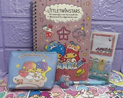 Sanrio LITTLE TWIN STARS A5 Notizbuch & Gelstift Aufkleber Geldbörse Memo Haftnotizen