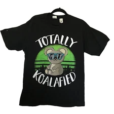 T-shirt Large Unisex Black Koala Totally Koalafied Cotton Chest 43" Animal Lover