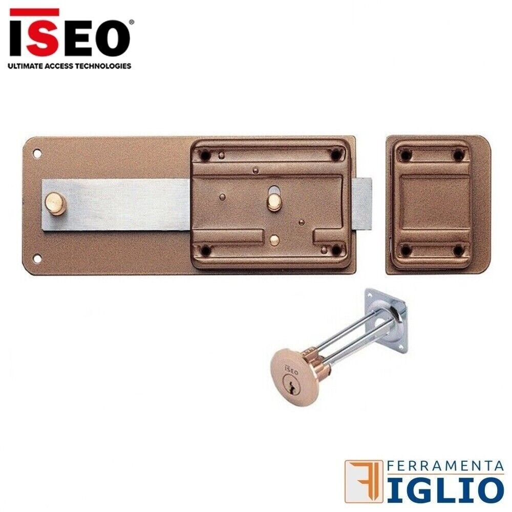 Serratura Iseo Art. 340 – Entrata 50 Mm, Con Scrocco E Cilindro Staccato, Maniglia Interna Ottone, Mano Destra