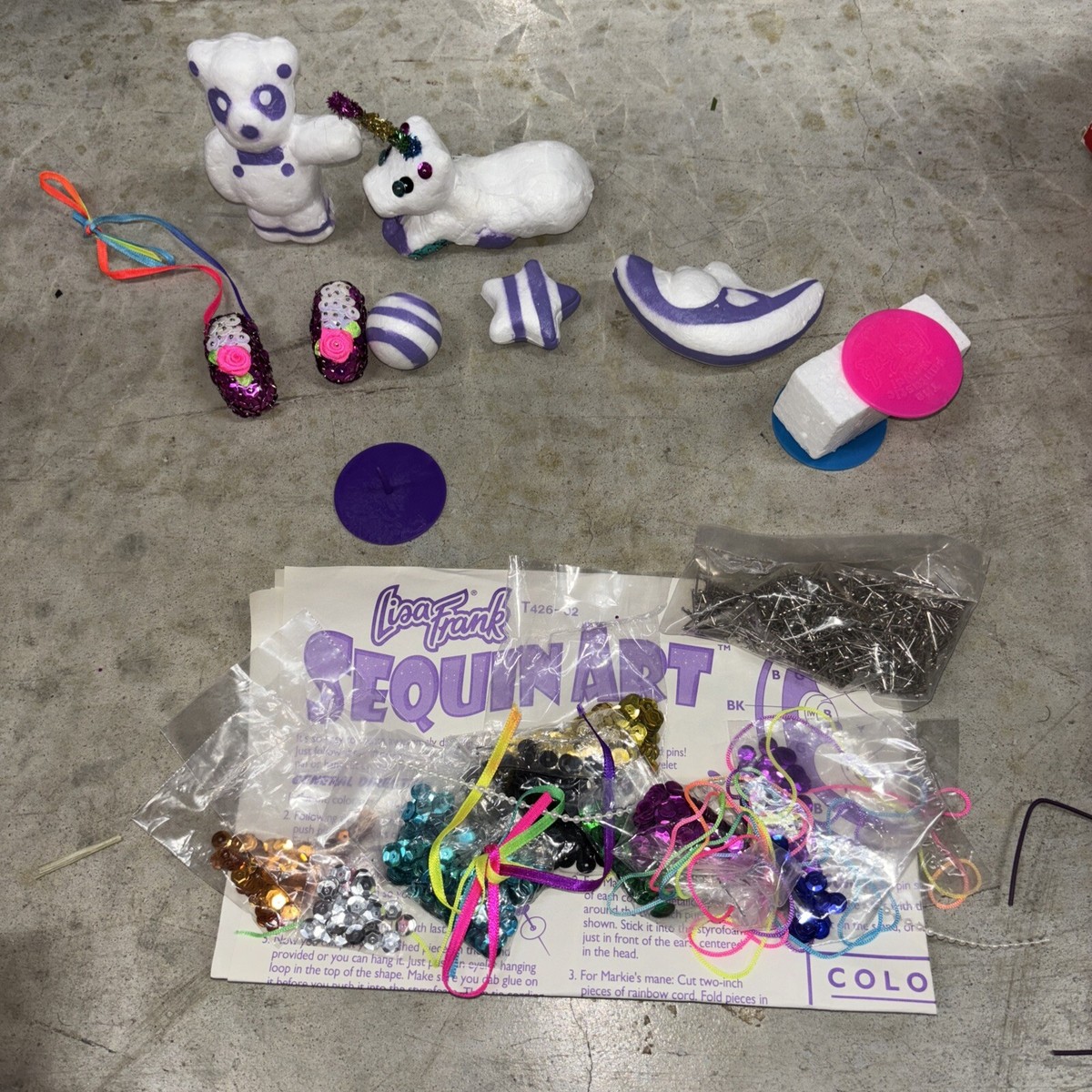 Vintage 90s Fantastic World Lisa Frank Sequin Art Sparkling