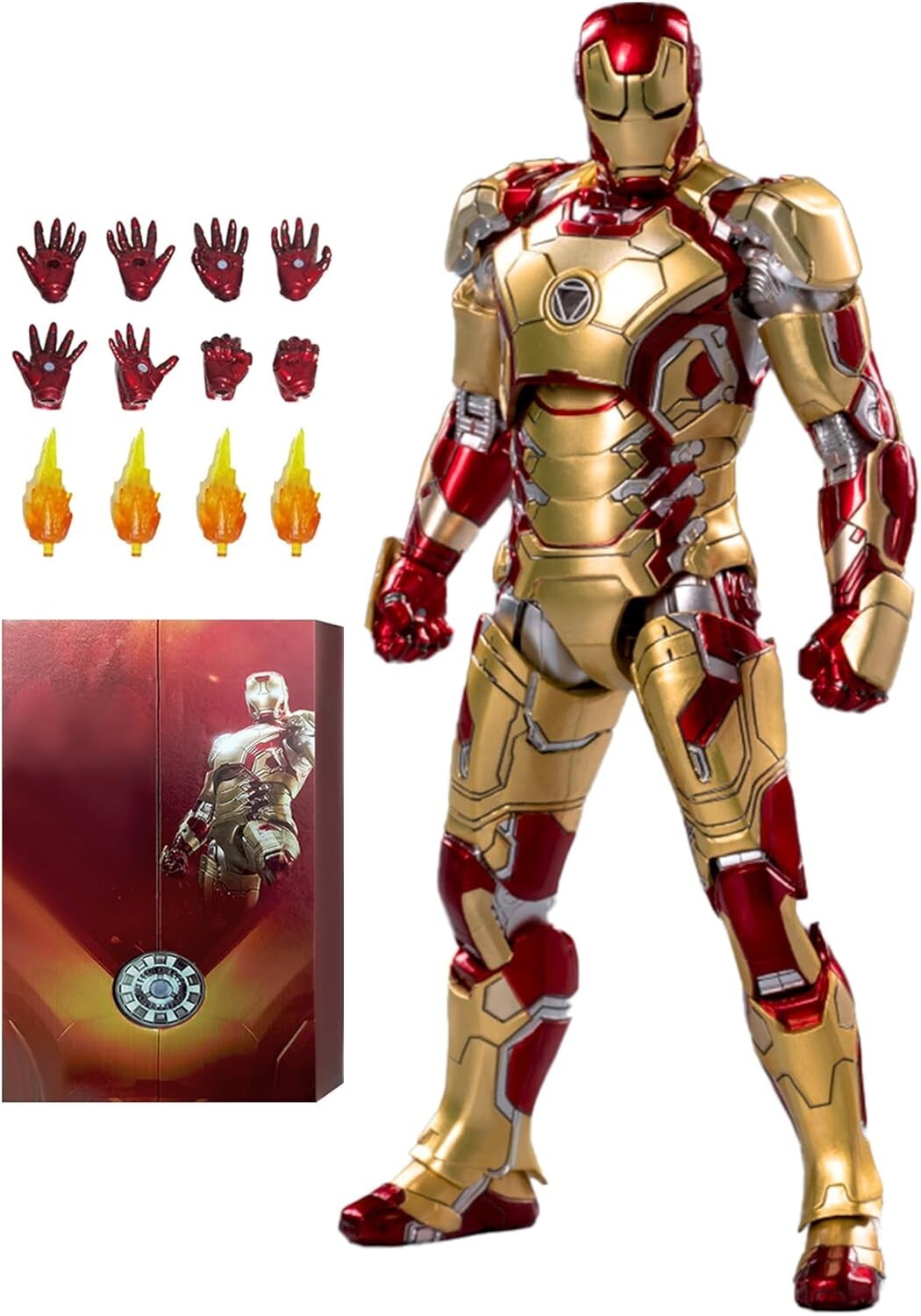 Exquisite 1/10 Scale Ironman MK42 Figure with 4 Hand Pairs in Gift Box