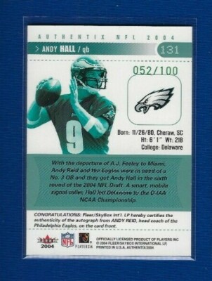 2004 FLEER EX オーセンティックオートグラフカード 2004 Fleer Authentix - Ticket to the Pros Executive Decision Andy