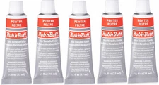 M00227x5 MOREZMORE 5 Tubes Fresh Amaco Rub 'n Buff PEWTER Wax Metallic Finish
