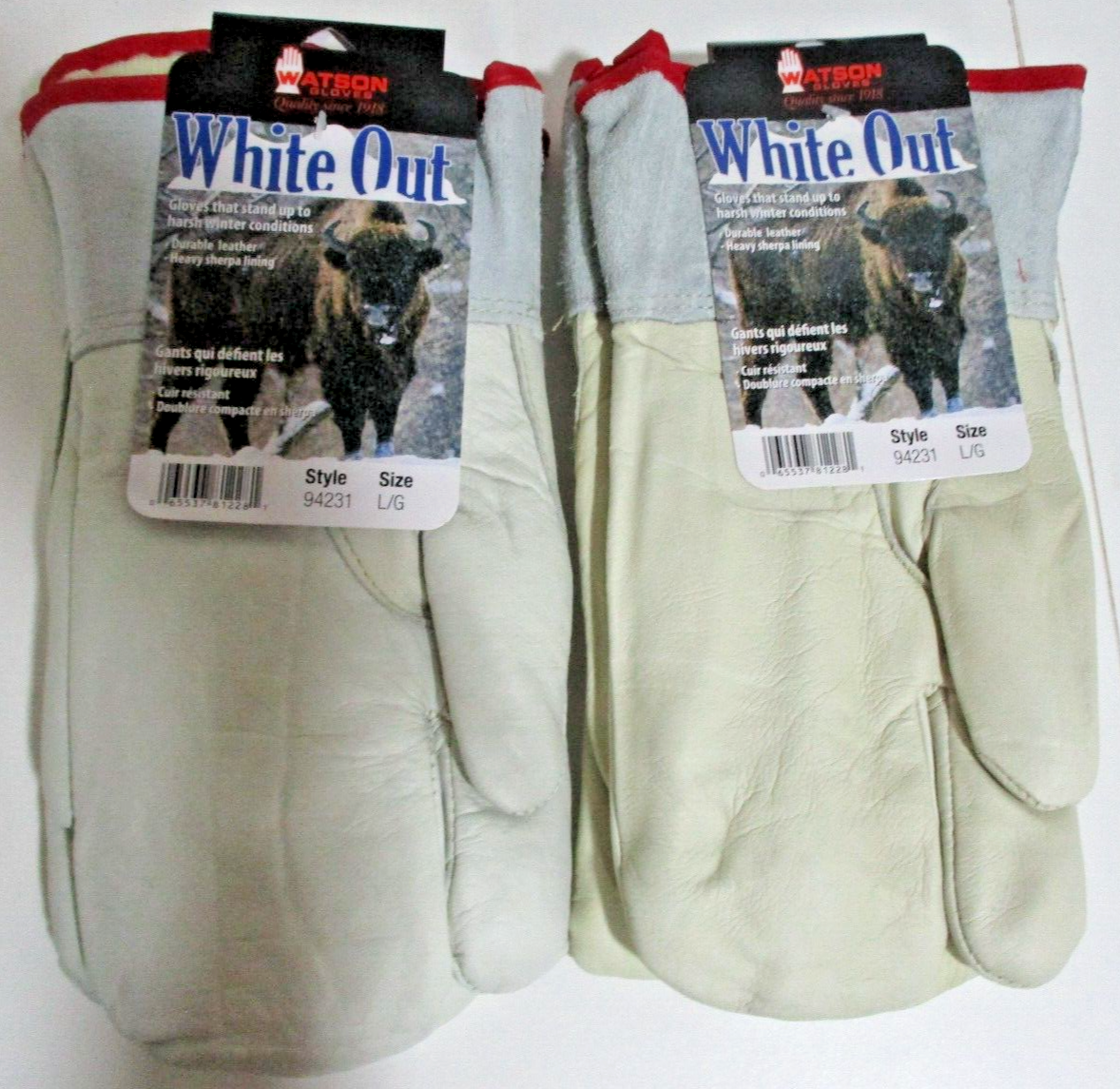GLOVES Ice Fishing Outdoor Recreation Winter Leather Sherpa Lined Gloves 2 PAIR-image