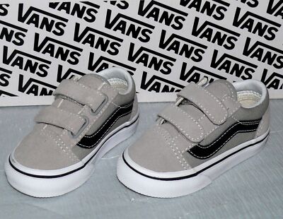 Vans OLD SKOOL V Rau UP Leder Canvas Kinder Schuhe Sneaker EU 21 Drizzle Grau BK
