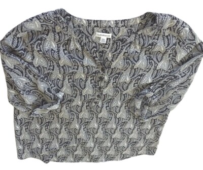 Croft & Barrow Women's Button Up Paisley Pattern Blouse Size 2XL Polyester