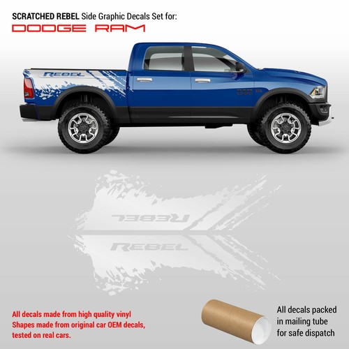 SCRATCHED REBEL Side Graphic for Dodge RAM - Picture 5 of 5