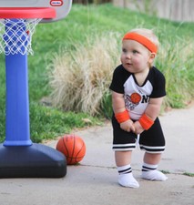 Personalized Basketball 1st First Birthday Bodysuit ONE Outfit Shirt Set