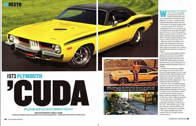 1973 PLYMOUTH CUDA 340/240-HP ~ NICE 6-PAGE RESTORATION ARTICLE / AD