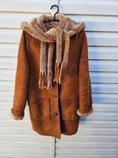 Vtg Shearling Sheepskin Coat Brown Genuine Leather Fur Lined Women’s Size M/ L