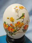 Chinese Hand Painted Egg in Glass Display Case Orange Flowers and Bird Oriental — photo 5