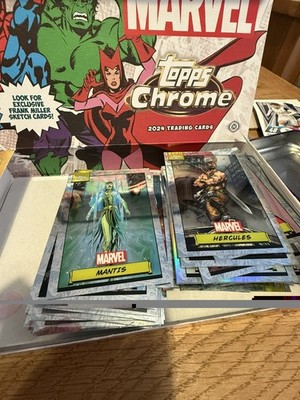 50 x Topps Chrome Marvel 2024 Base Karten Konvolut (alle NM, Sleeved + Box)
