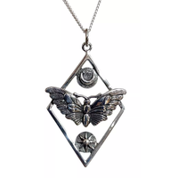 Mond Motte AnhäNger Halskette Mond Sonne Amulett 925 Sterling Silber Schmuck ...