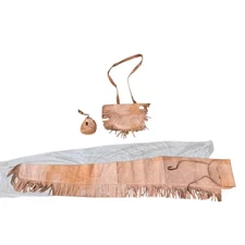 Vintage Natural Leather Muzzleloader Rifle Case 54" Fringe Possibles Bags Set