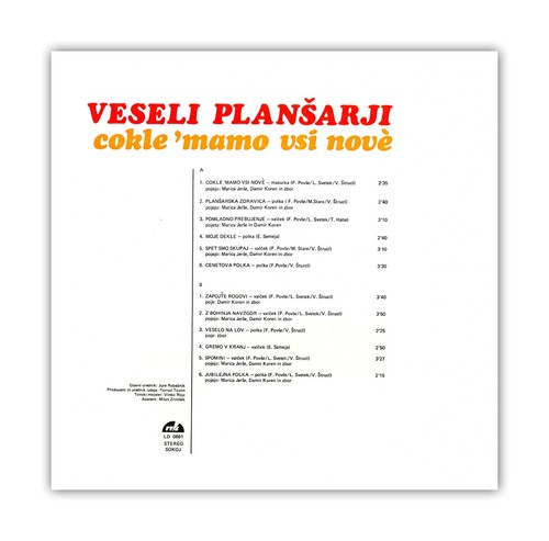 ANSAMBEL VESELI PLANSARJI POLKA LP "COKLE' MAMO VSI NOVE" FANTASTISCHES POLKA-ALBUM! - Bild 2 von 2