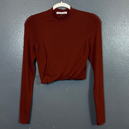 Alexander Wang T XS women’s burgundy cropped long sleeve t-shirt