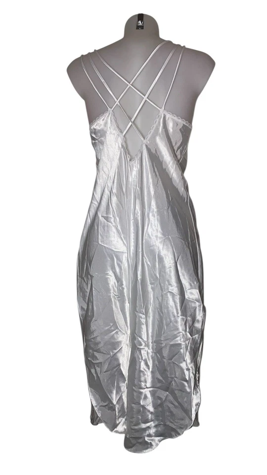 Vtg 90s Womens White Satin Lace Babydoll Coquette Bridal Night Slip Dress Sz S - Image 4 of 4
