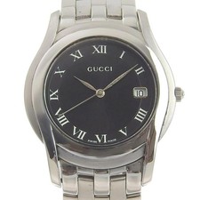 Gucci 5500M Men's Quartz Watch Black Dial Stainless Steel 42mm Used