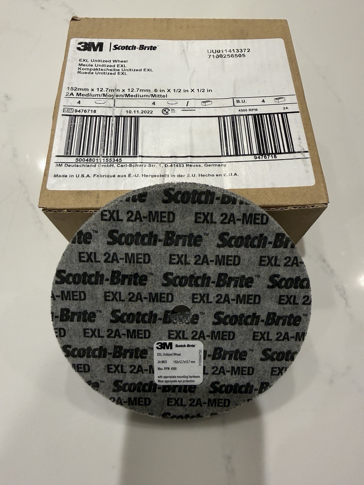 4 X 3M Scotch-Brite EXL Unitized Wheel Disc, 152mm x 12.7mm - 2A MED - VAT REG