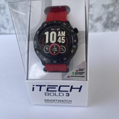 iTech Bold 3 Reloj Inteligente Unisex Adulto, Rojo, Correa Silicona-44mm - Imagen 2 de 8