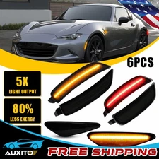 6pcs Front Rear LED Side Light Marker Fender Lamp FOR Set Mazda Miata MX-5 16-22